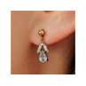 18K YELLOW GOLD BLUE TOPAZ & DIAMONDS EARRINGS