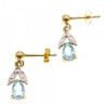 18K Yellow Gold Blue Topaz & Diamonds Earrings