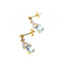 18K YELLOW GOLD BLUE TOPAZ & DIAMONDS EARRINGS