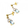 18K Yellow Gold Blue Topaz & Diamonds Earrings