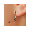 18K YELLOW GOLD BLUE TOPAZ & DIAMONDS EARRINGS