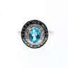 925 Sterling Silver Aquamarine & Spinel Ring Size 6.75