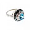 925 Sterling Silver Aquamarine & Spinel Ring Size 6.75