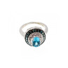 925 Sterling Silver Aquamarine & Spinel Ring Size 6.75