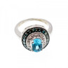 925 Sterling Silver Aquamarine & Spinel Ring Size 6.75
