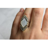 925 STERLING SILVER MOTHER OF PEARL & MARCASITES RING SIZE 6.5