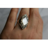 925 STERLING SILVER MOTHER OF PEARL & MARCASITES RING SIZE 6.5
