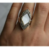 925 Sterling Silver Mother OF Pearl & Marcasites Ring Size 6.5