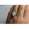 925 STERLING SILVER MOTHER OF PEARL & MARCASITES RING SIZE 6.5