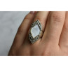 925 STERLING SILVER MOTHER OF PEARL & MARCASITES RING SIZE 6.5