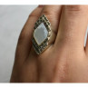 925 Sterling Silver Mother OF Pearl & Marcasites Ring Size 6.5