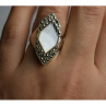 925 Sterling Silver Mother OF Pearl & Marcasites Ring Size 6.5