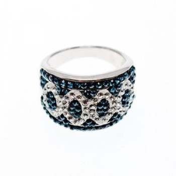 925 Sterling Silver Blue & White CZ Ring Size 7.5