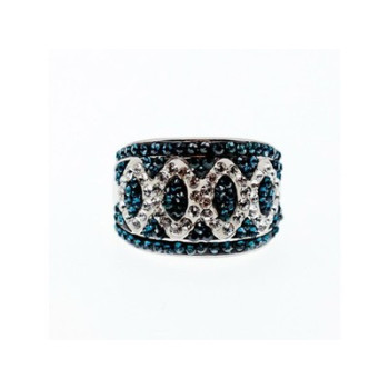 925 Sterling Silver Blue & White CZ Ring Size 7.5