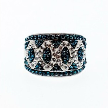 925 Sterling Silver Blue & White CZ Ring Size 7.5