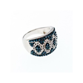 925 Sterling Silver Blue & White CZ Ring Size 7.5