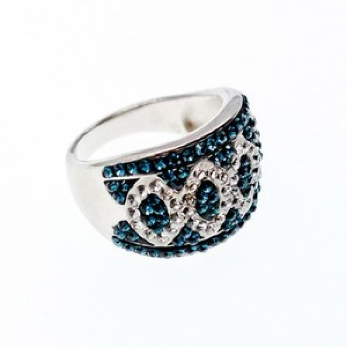 925 Sterling Silver Blue & White CZ Ring Size 7.5