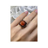 925 STERLING SILVER AMBER & GARNET RING SIZE 8.5