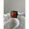 925 Sterling Silver Amber & Garnet Ring Size 8.5