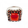925 Sterling Silver Amber & Garnet Ring Size 8.5