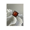 925 STERLING SILVER AMBER & GARNET RING SIZE 8.5