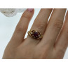 925 Sterling Silver Gold Plated Ruby & CZ Ring Size 7