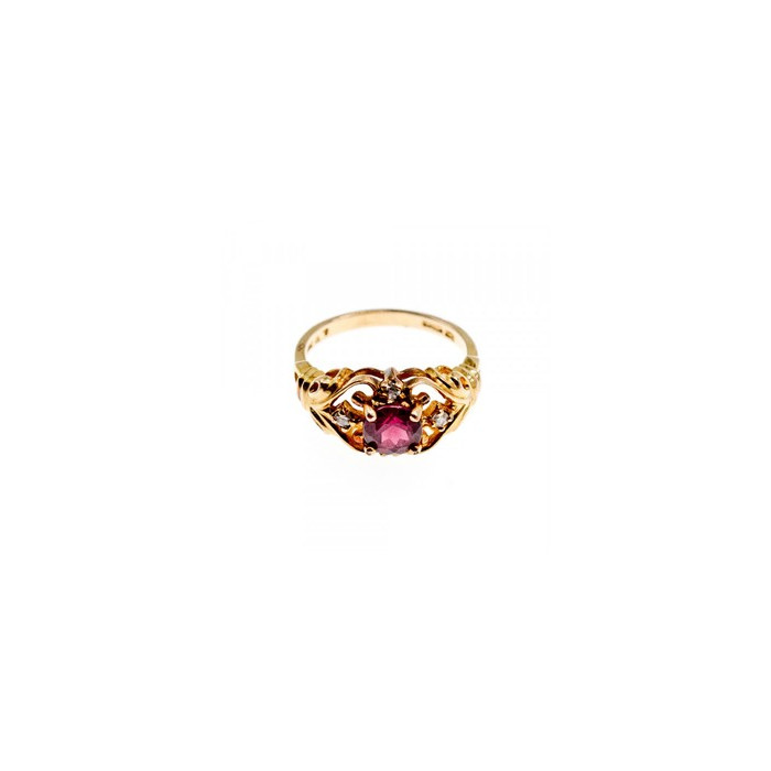 925 Sterling Silver Gold Plated Ruby & CZ Ring Size 7