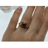 925 Sterling Silver Gold Plated Ruby & CZ Ring Size 7