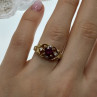 925 Sterling Silver Gold Plated Ruby & CZ Ring Size 7