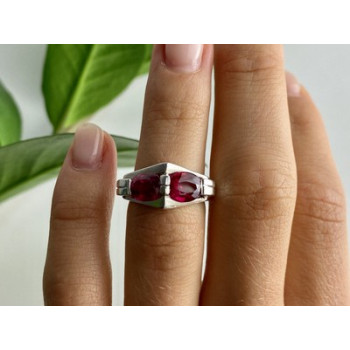 925 Sterling Silver Pink Spinel Ring Size 5.5