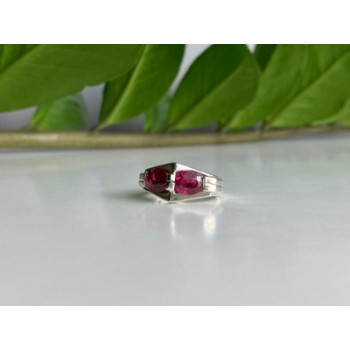 925 Sterling Silver Pink Spinel Ring Size 5.5