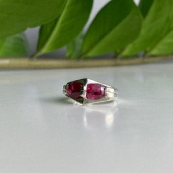 925 Sterling Silver Pink Spinel Ring Size 5.5