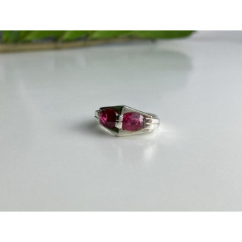925 Sterling Silver Pink Spinel Ring Size 5.5