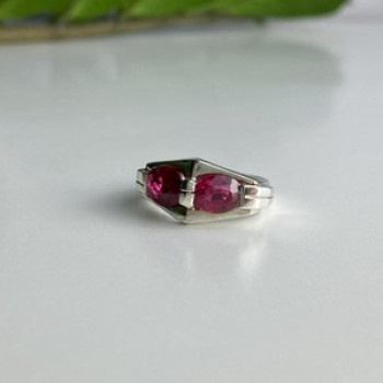 925 Sterling Silver Pink Spinel Ring Size 5.5