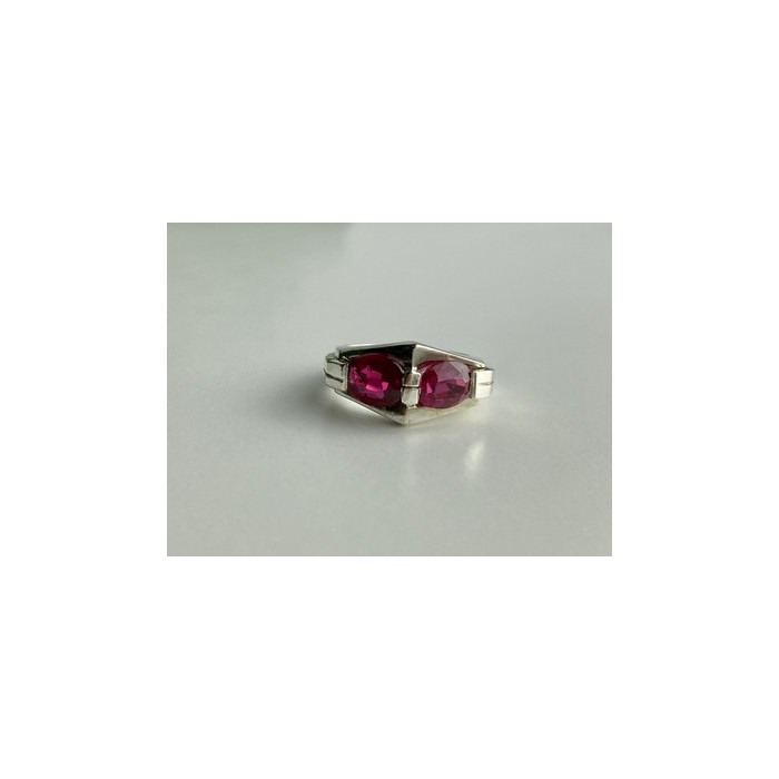 925 Sterling Silver Pink Spinel Ring Size 5.5
