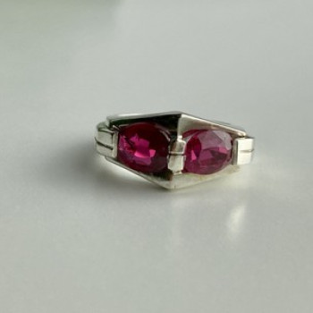 925 Sterling Silver Pink Spinel Ring Size 5.5
