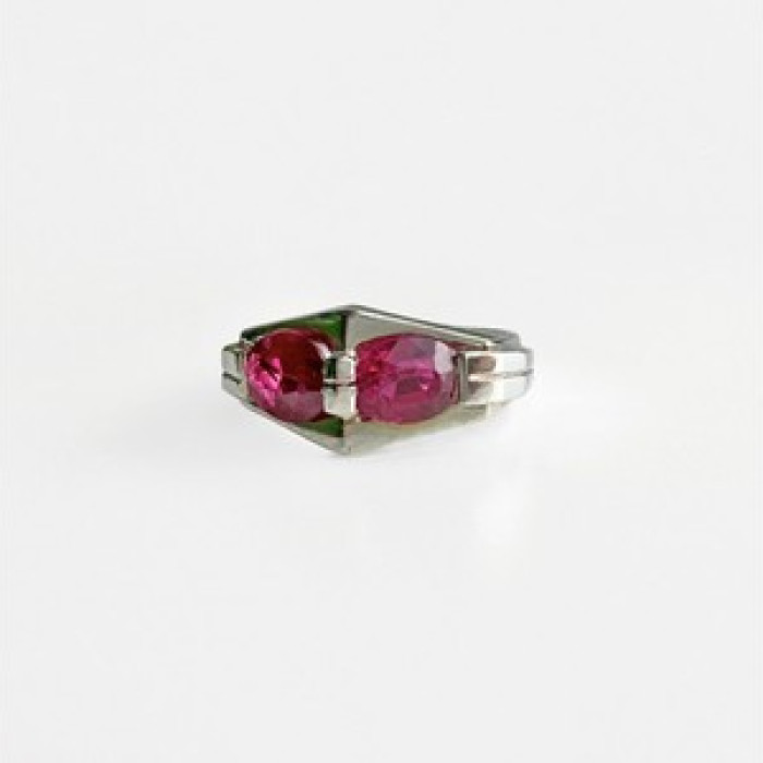 925 Sterling Silver Pink Spinel Ring Size 5.5