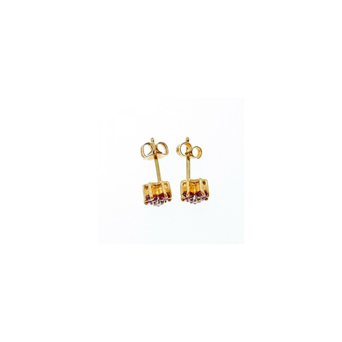 14k Yellow Gold Ruby & Diamonds Earrings