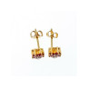 14k Yellow Gold Ruby & Diamonds Earrings