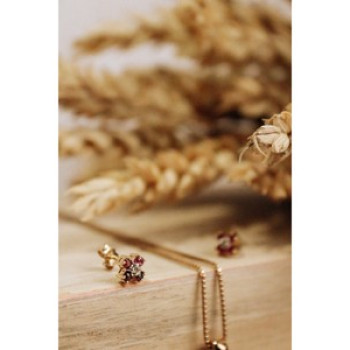 14k Yellow Gold Ruby & Diamonds Earrings