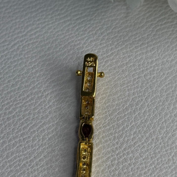 925 Sterling Silver Gold Plated Jjt Garnet & CZ Bracelet Length 7.5