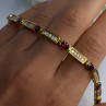 925 Sterling Silver Gold Plated Jjt Garnet & CZ Bracelet Length 7.5