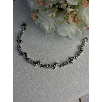 925 Sterling Silver Topaz Dolphin Bracelet Length 7.5