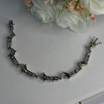 925 Sterling Silver Topaz Dolphin Bracelet Length 7.5