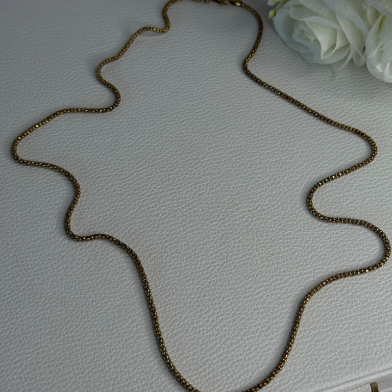 925 Sterling Silver Gold Plated Italy Lirm Necklace Chain Length 22 Inch