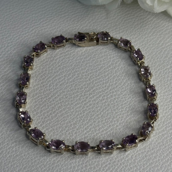 925 Sterling Silver Amethyst Fas Bracelet Length 7.5