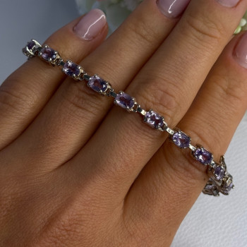 925 Sterling Silver Amethyst Fas Bracelet Length 7.5