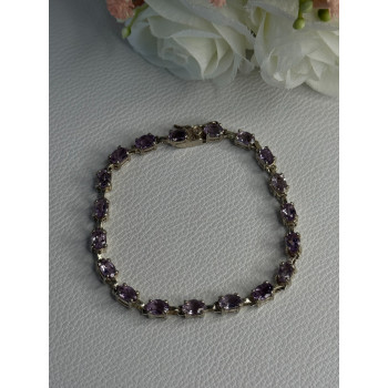 925 Sterling Silver Amethyst Fas Bracelet Length 7.5