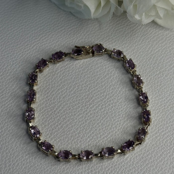 925 Sterling Silver Amethyst Fas Bracelet Length 7.5
