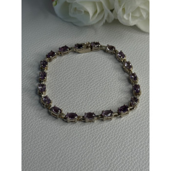 925 Sterling Silver Amethyst Fas Bracelet Length 7.5